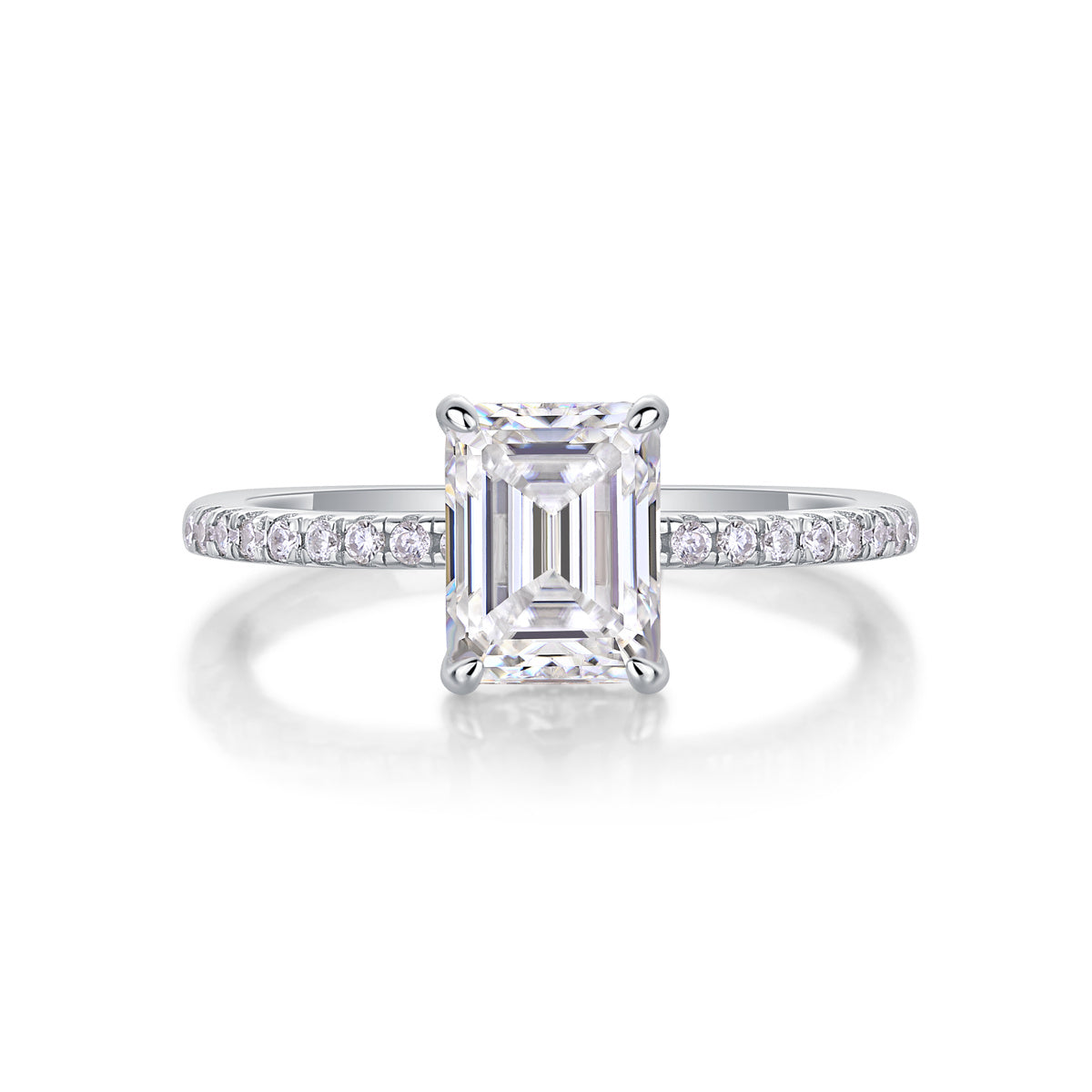 Square Moissanite Silver Ring