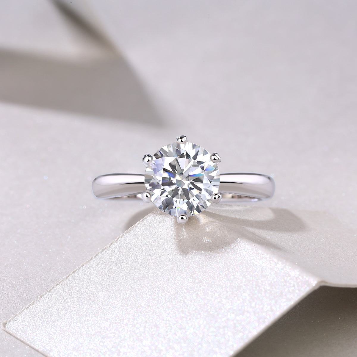 Classic Six-Prong Moissanite Silver Ring