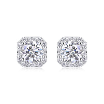 The Royal Square Halo Stud Earrings