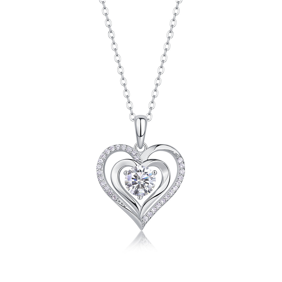 Heart to Heart Moissanite Silver Necklace