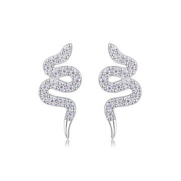 The Silver Snake Entwined Moissanite Earrings