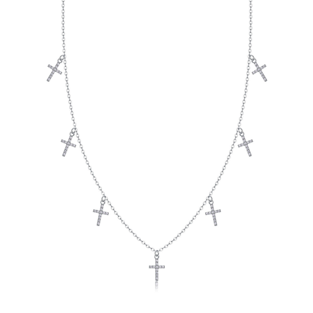 Holy Light Cross Moissanite Silver Necklace