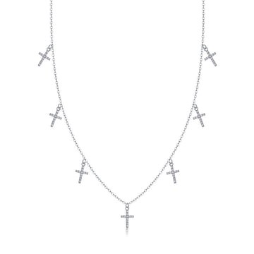 Holy Light Cross Moissanite Silver Necklace