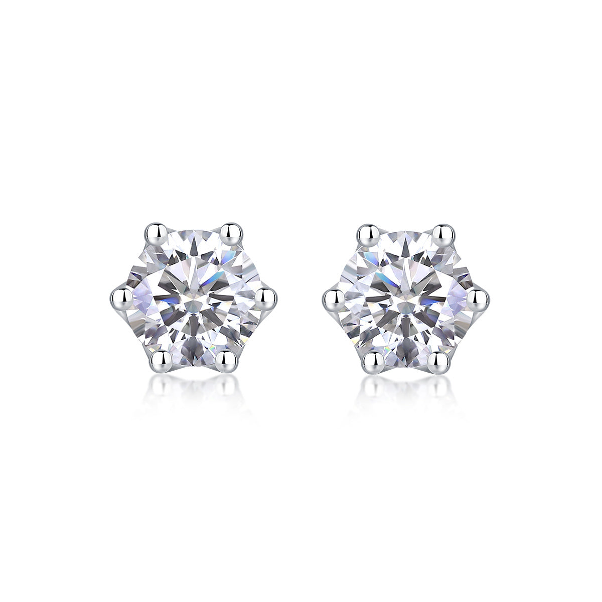 Freehand Flower Moissanite Silver Earrings