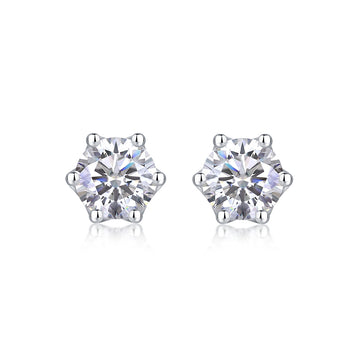 Freehand Flower Moissanite Silver Earrings